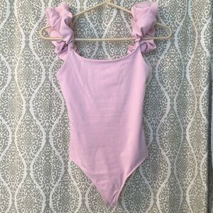 Pink Ruffle Sleeve Bodysuit